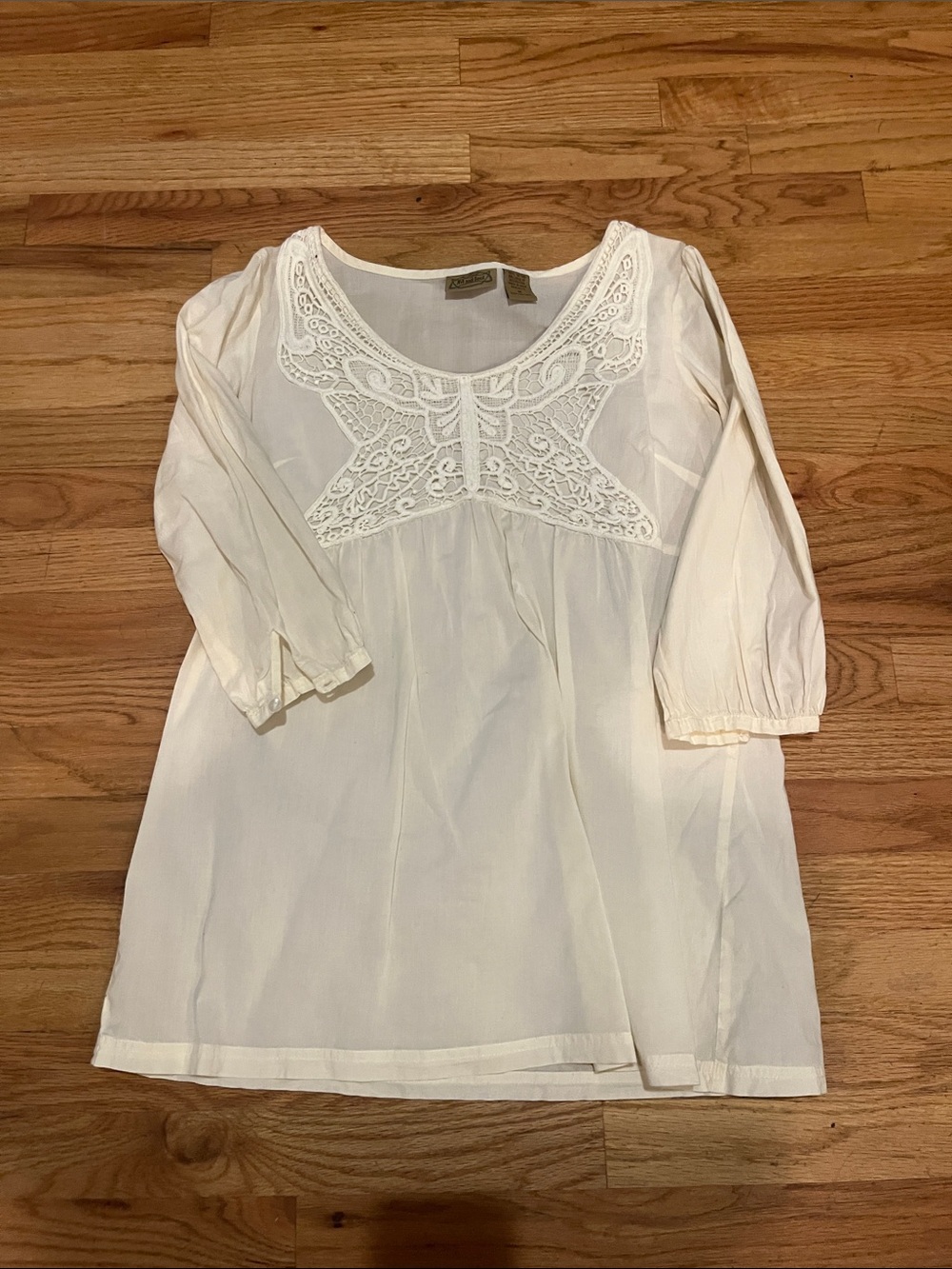 Art And Soul Cream Crochet Yoke Scoop-Neck Tunic